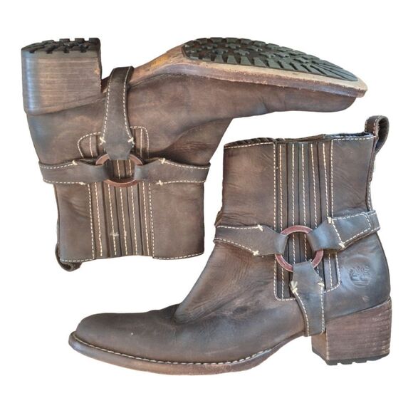 Timberland Leather Comforia Chelsea Harness Ankle Boots Womens 6 Brown - Picture 6 of 16
